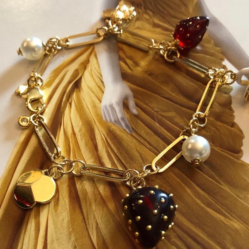 Authentic New with card kate spade Gold Strawberry Charm Bracelet - Picture 4 of 11
